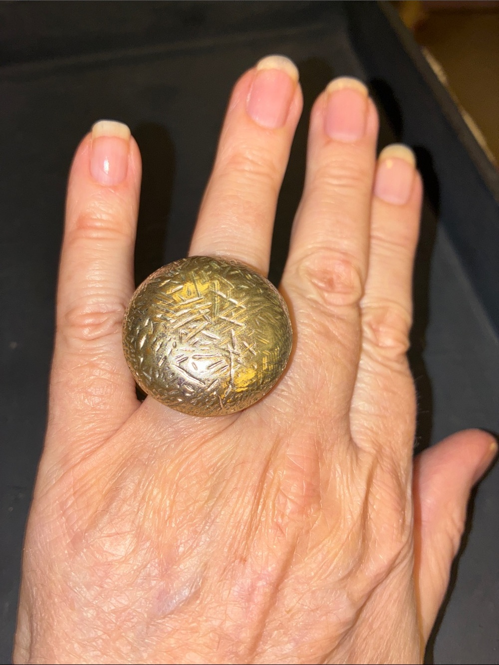 Vintage-Inspired Textured Gold Dome Statement Stretch Ring